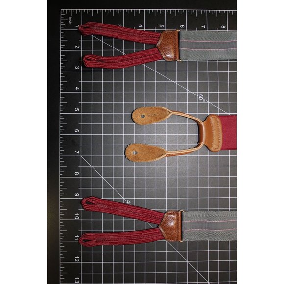Trafalgar Adjustable Suspenders  OSFM Gray with Pink Stripes   Elastic / leather - Picture 6 of 12
